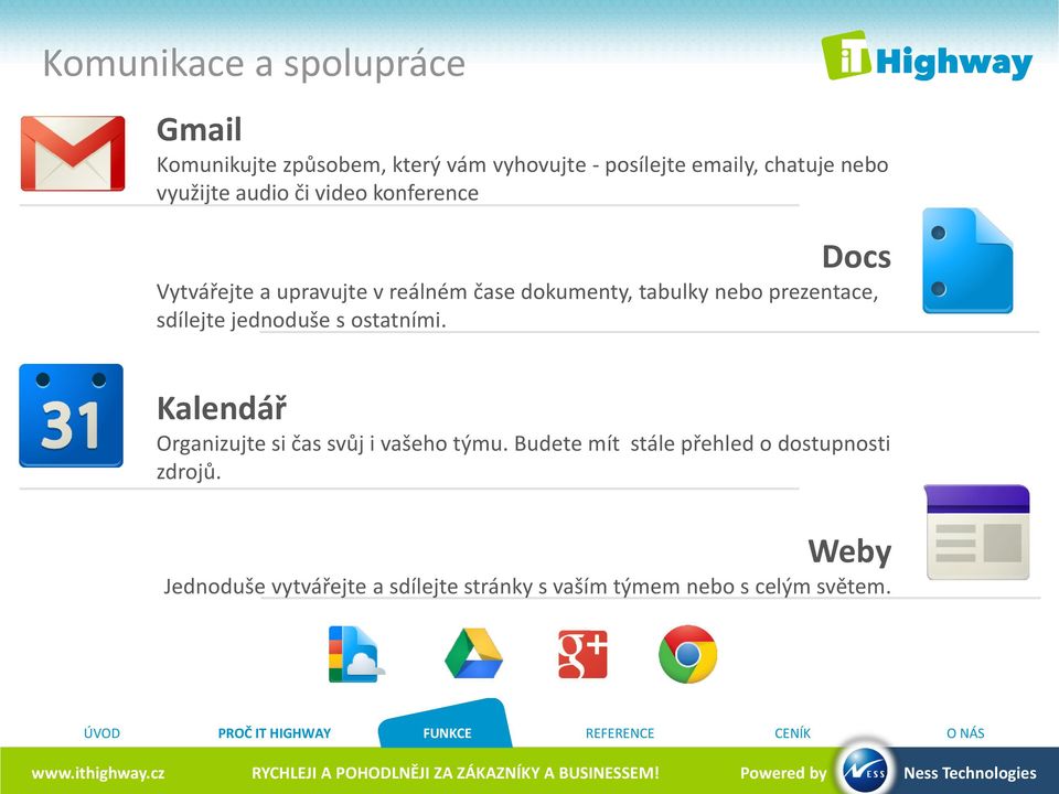 prezentace, sdílejte jednoduše s ostatními. Kalendář Organizujte si čas svůj i vašeho týmu.