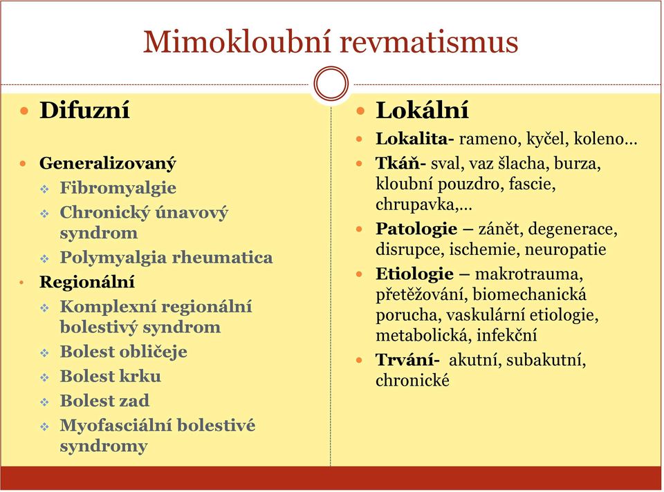 koleno Tkáň- sval, vaz šlacha, burza, kloubní pouzdro, fascie, chrupavka, Patologie zánět, degenerace, disrupce, ischemie, neuropatie