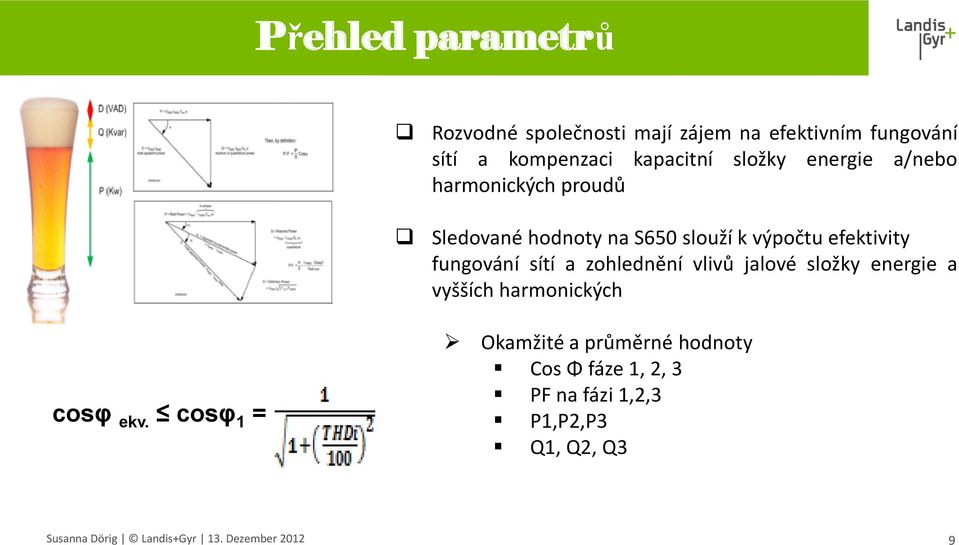 sítí a zohlednění vlivů jalové složky energie a vyšších harmonických cosφ ekv.