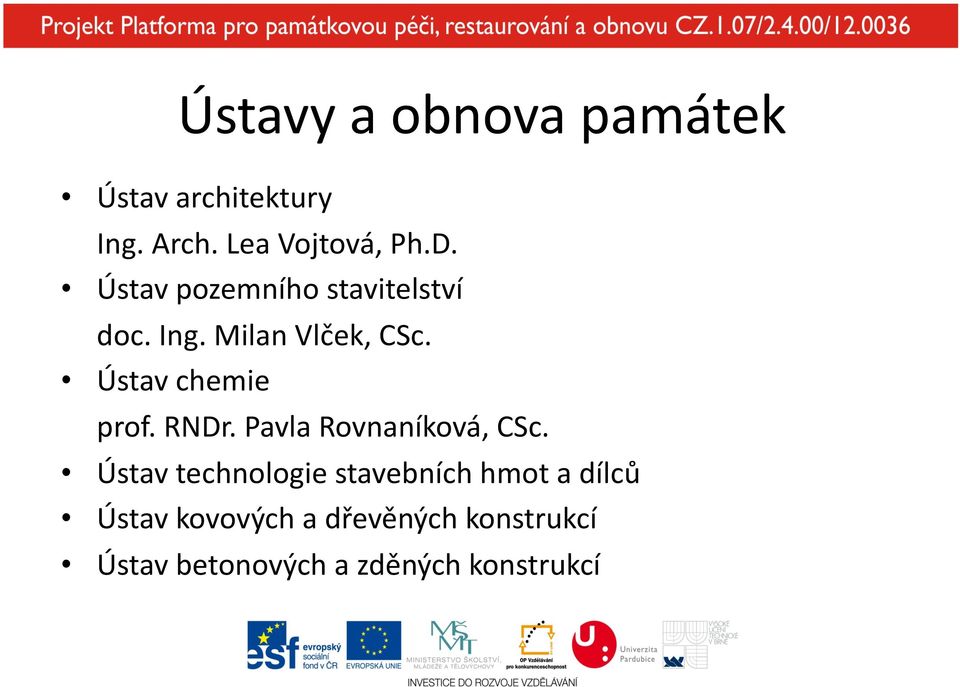 Ústav chemie prof. RNDr. Pavla Rovnaníková, CSc.