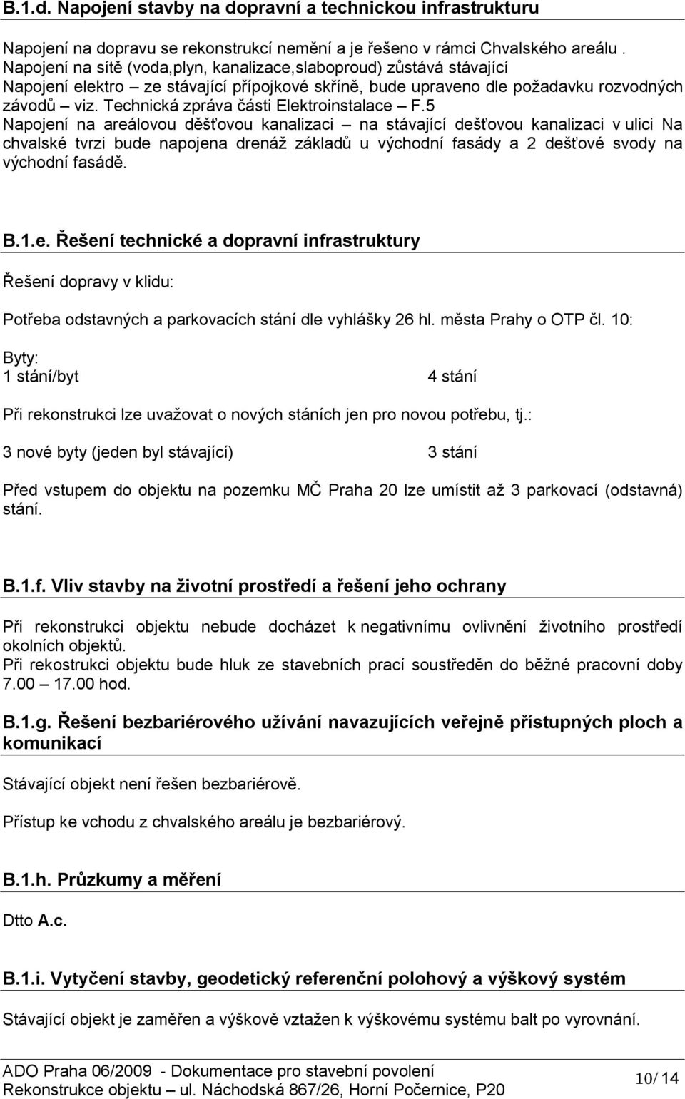 Technická zpráva části Elektroinstalace F.