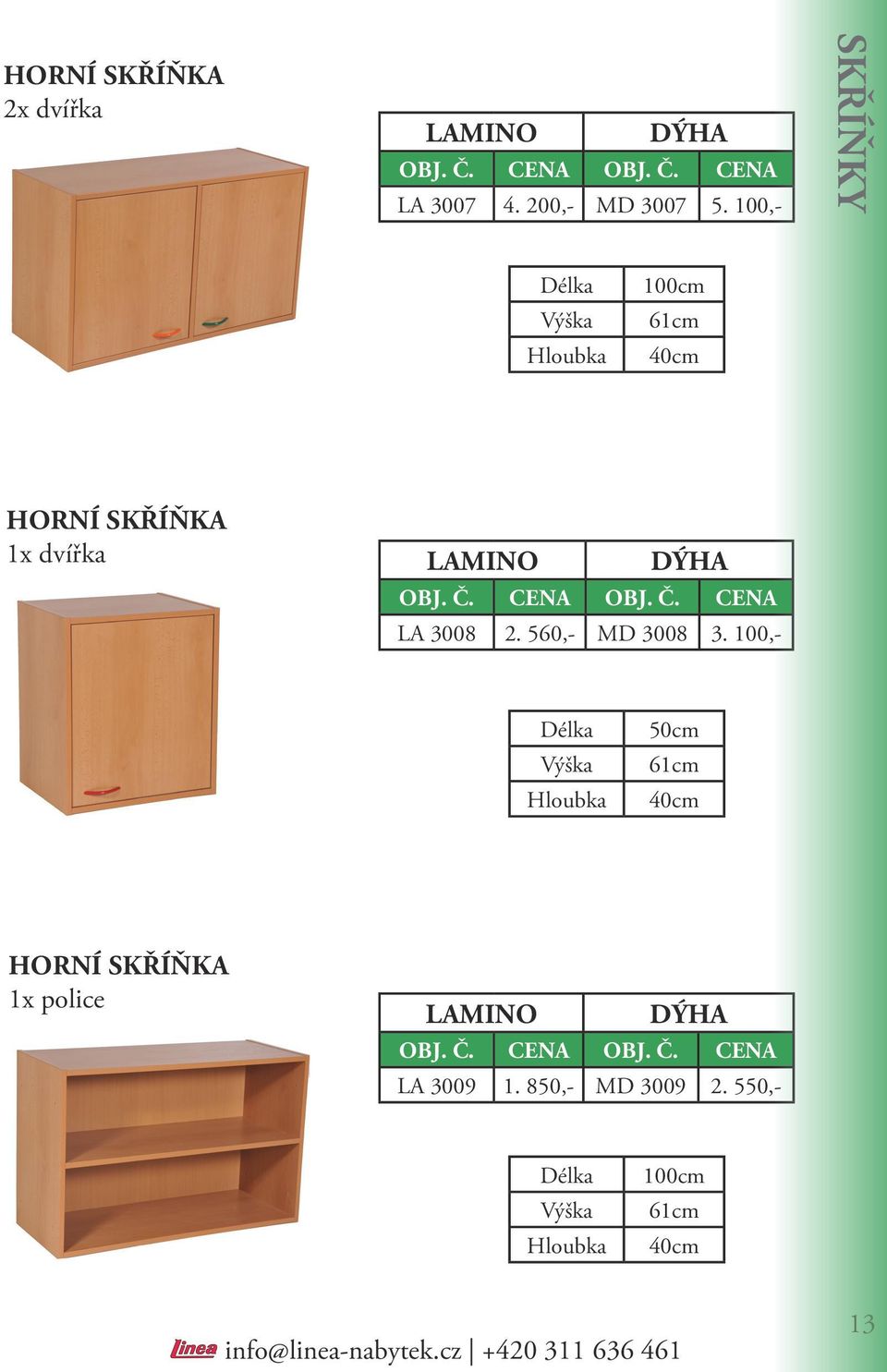 100,- SKŘÍŇKY 100cm 61cm HORNÍ SKŘÍŇKA 1x dvířka LAMINO DÝHA CENA CENA