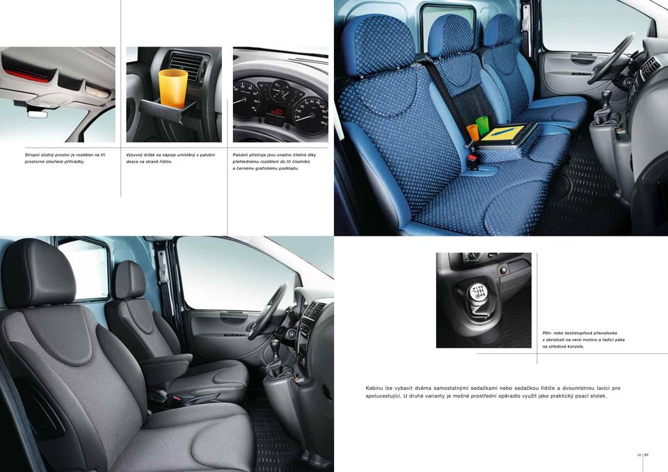 Pěti- nebo šestistupňová převodovka v závislosti na verzi motoru a řadicí páka na středové konzole.