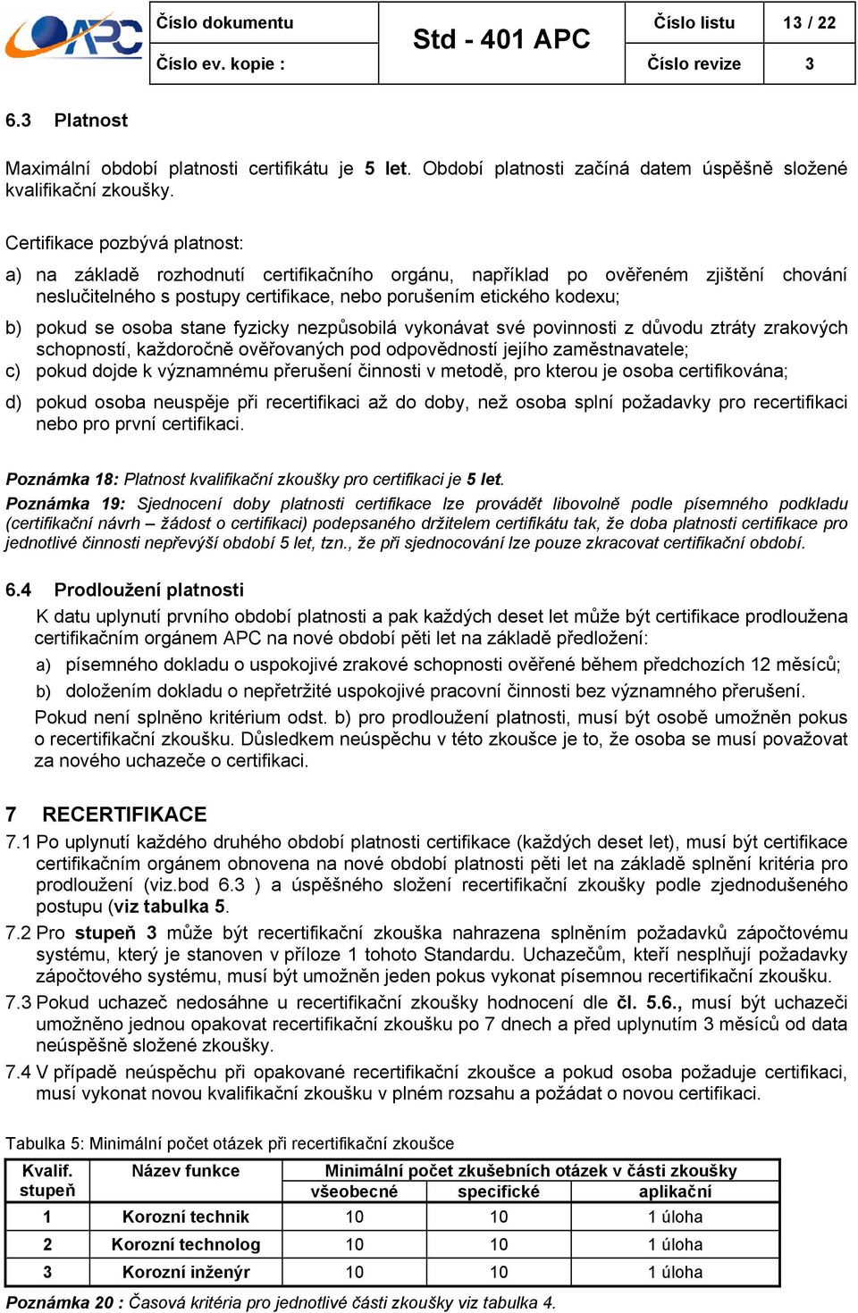 osoba stane fyzicky nezpůsobilá vykonávat své povinnosti z důvodu ztráty zrakových schopností, každoročně ověřovaných pod odpovědností jejího zaměstnavatele; c) pokud dojde k významnému přerušení