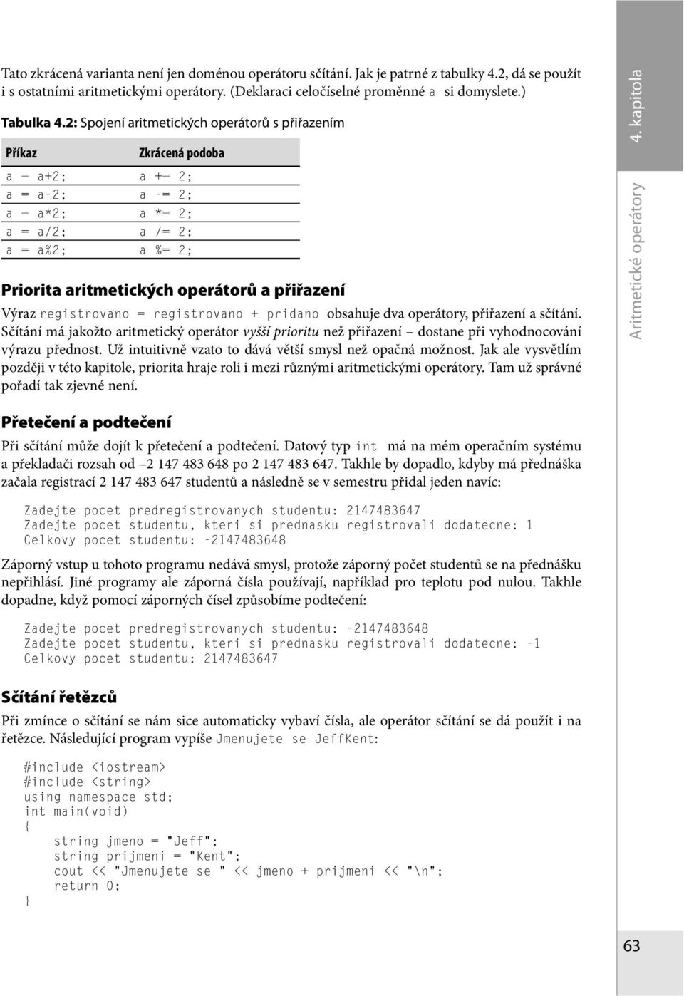 přiřazení Výraz registrovano = registrovano + pridano obsahuje dva operátory, přiřazení a sčítání.