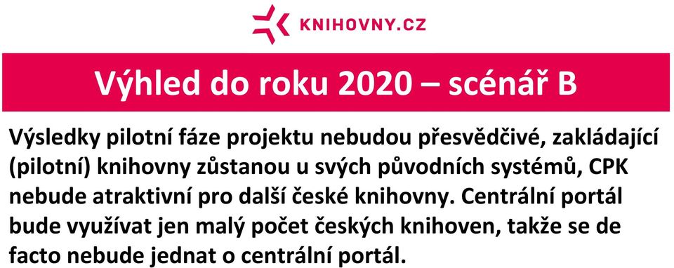 systémů, CPK nebude atraktivní pro další české knihovny.