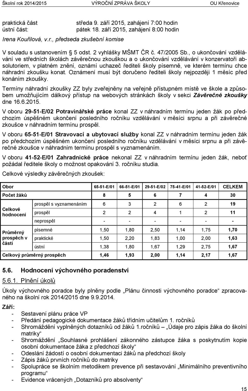 , o ukončování vzdělávání ve středních školách závěrečnou zkouškou a o ukončování vzdělávání v konzervatoři absolutoriem, v platném znění, oznámí uchazeč řediteli školy písemně, ve kterém termínu