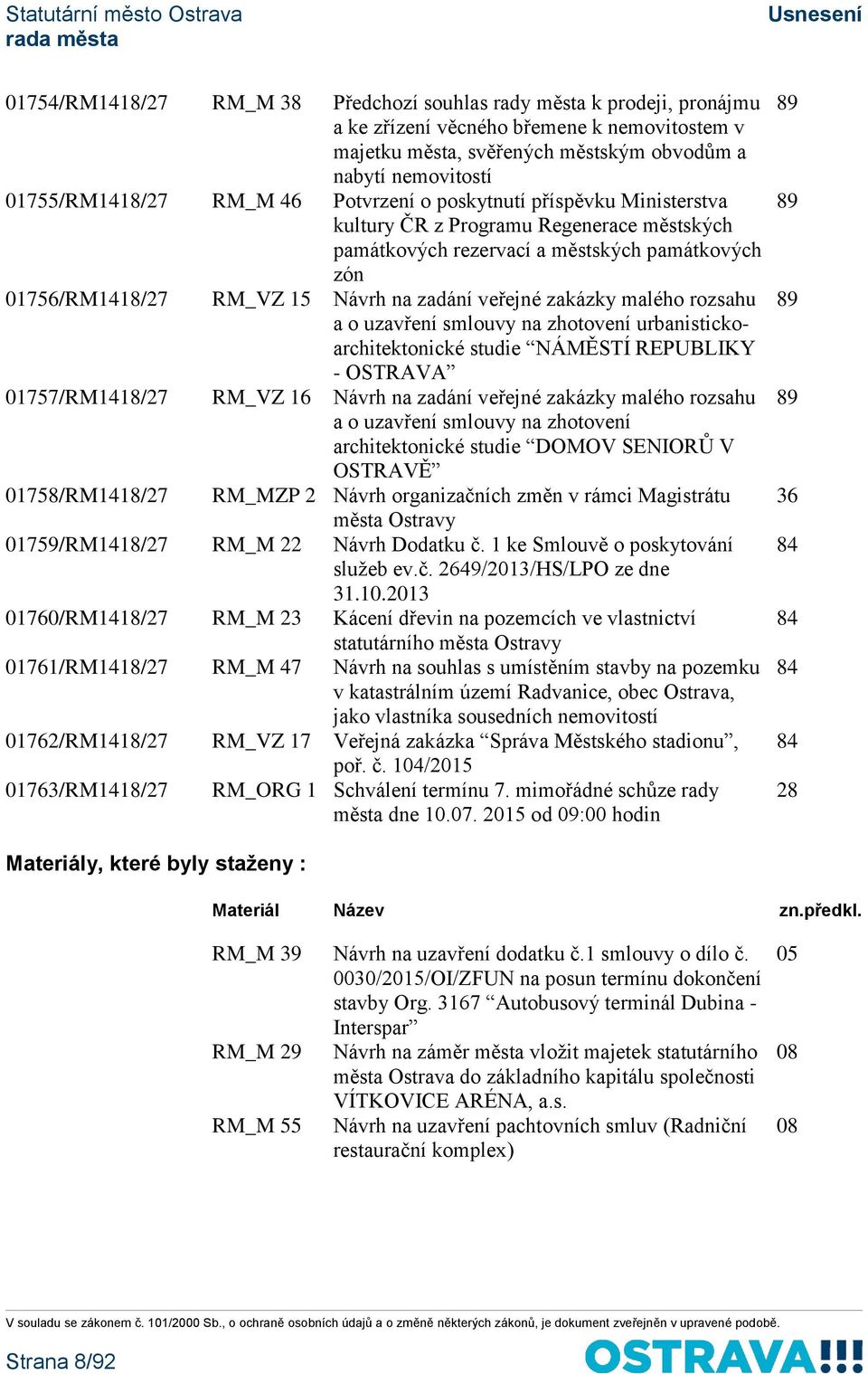 zakázky malého rozsahu a o uzavření smlouvy na zhotovení urbanistickoarchitektonické studie NÁMĚSTÍ REPUBLIKY - OSTRAVA 01757/RM1418/27 RM_VZ 16 Návrh na zadání veřejné zakázky malého rozsahu a o