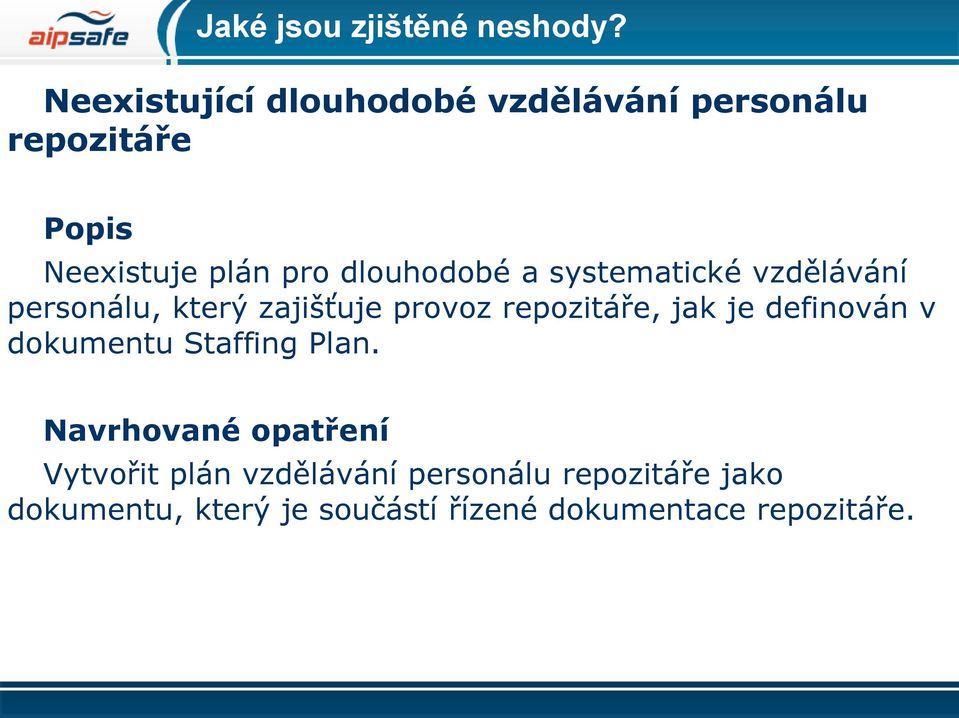 dlouhodobé a systematické vzdělávání personálu, který zajišťuje provoz repozitáře, jak je