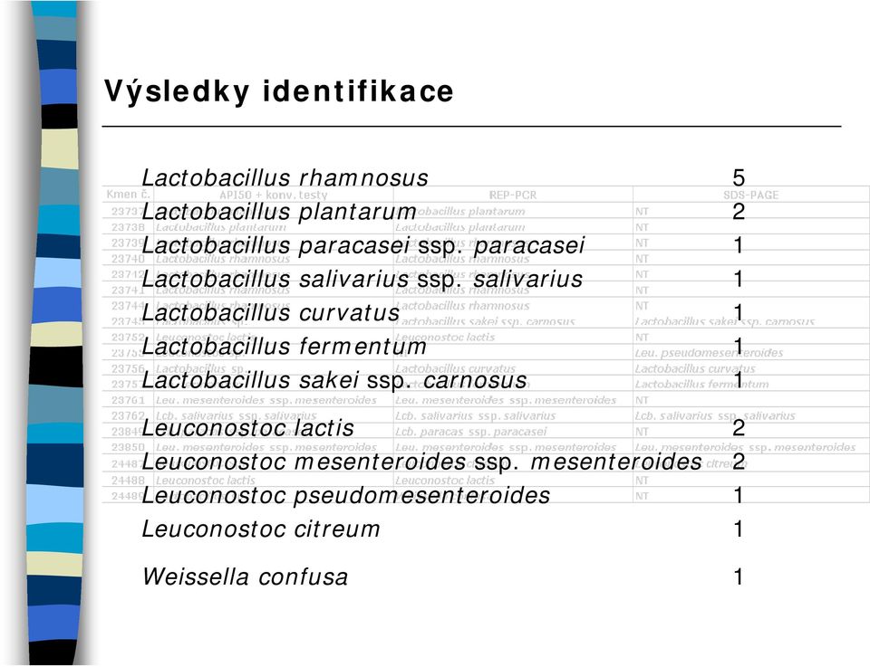 salivarius 1 Lactobacillus curvatus 1 Lactobacillus fermentum 1 Lactobacillus sakei ssp.