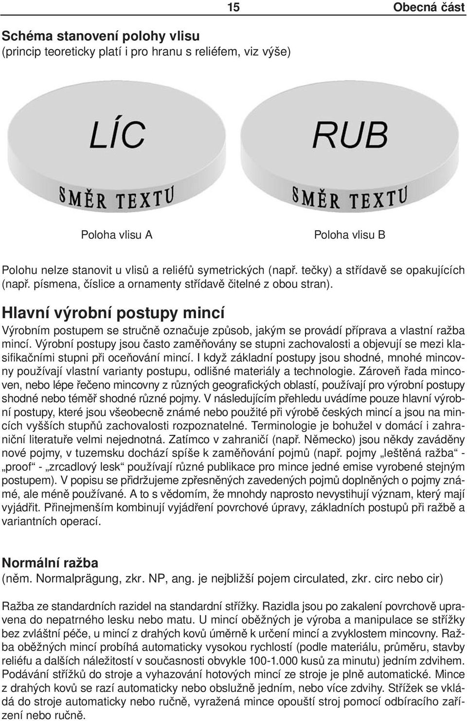 Hlavní výrobní postupy mincí Výrobním postupem se stručně označuje způsob, jakým se provádí příprava a vlastní ražba mincí.