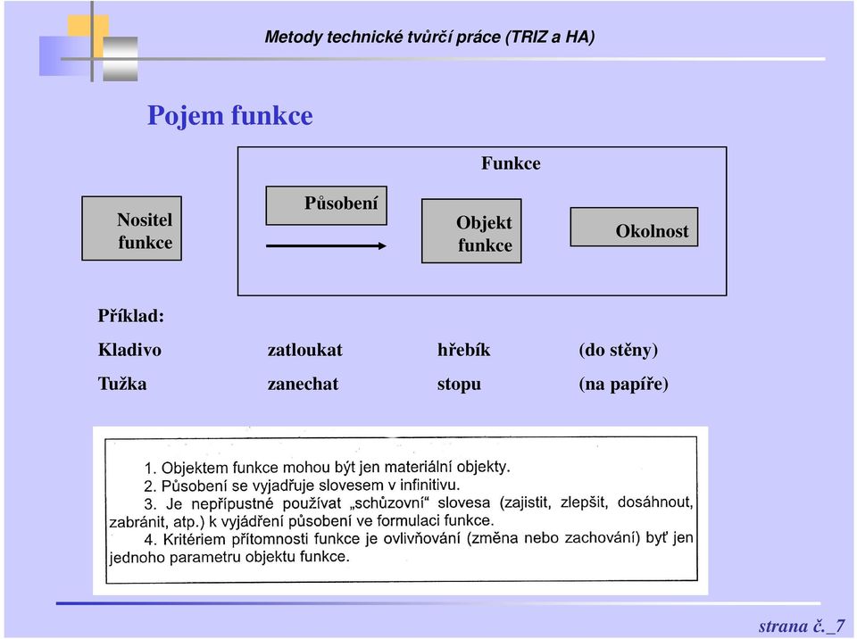 Příklad: Kladivo zatloukat hřebík (do