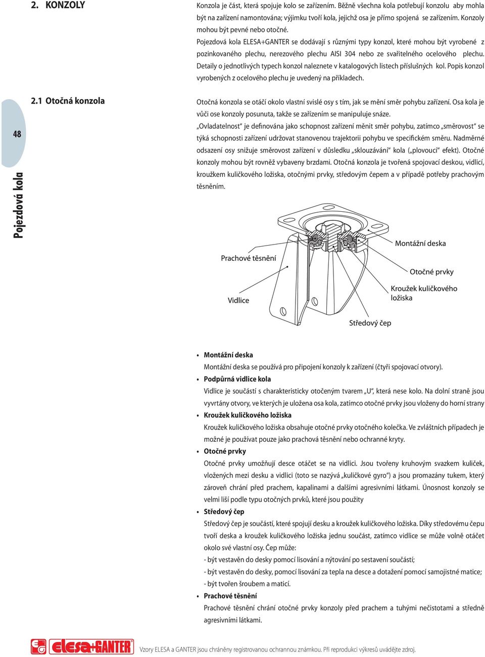 ELESA+GANTER se dodávají s různými typy konzol, které mohou být vyrobené z pozinkovaného plechu, nerezového plechu AISI 304 nebo ze svařitelného ocelového plechu.