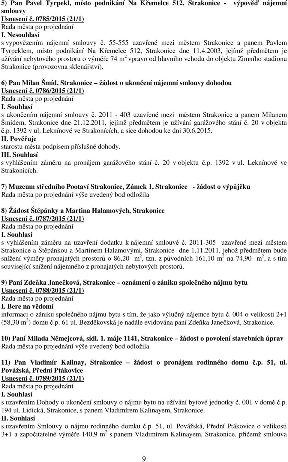 2003, jejímž předmětem je užívání nebytového prostoru o výměře 74 m 2 vpravo od hlavního vchodu do objektu Zimního stadionu Strakonice (provozovna sklenářství).