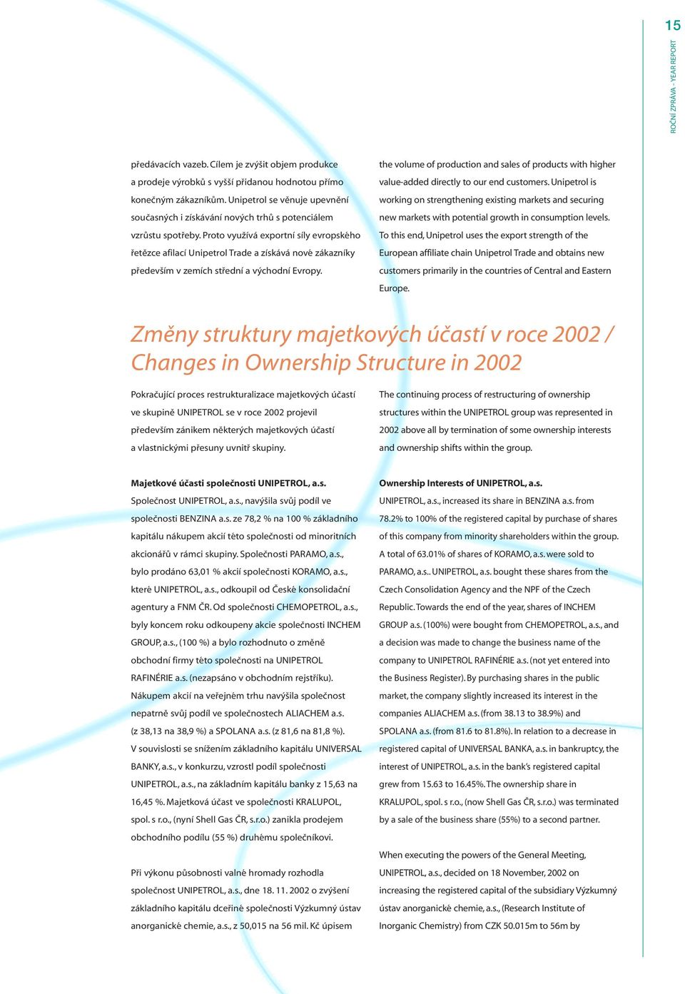 Proto využívá exportní síly evropského řetězce afilací Unipetrol Trade a získává nové zákazníky především v zemích střední a východní Evropy.