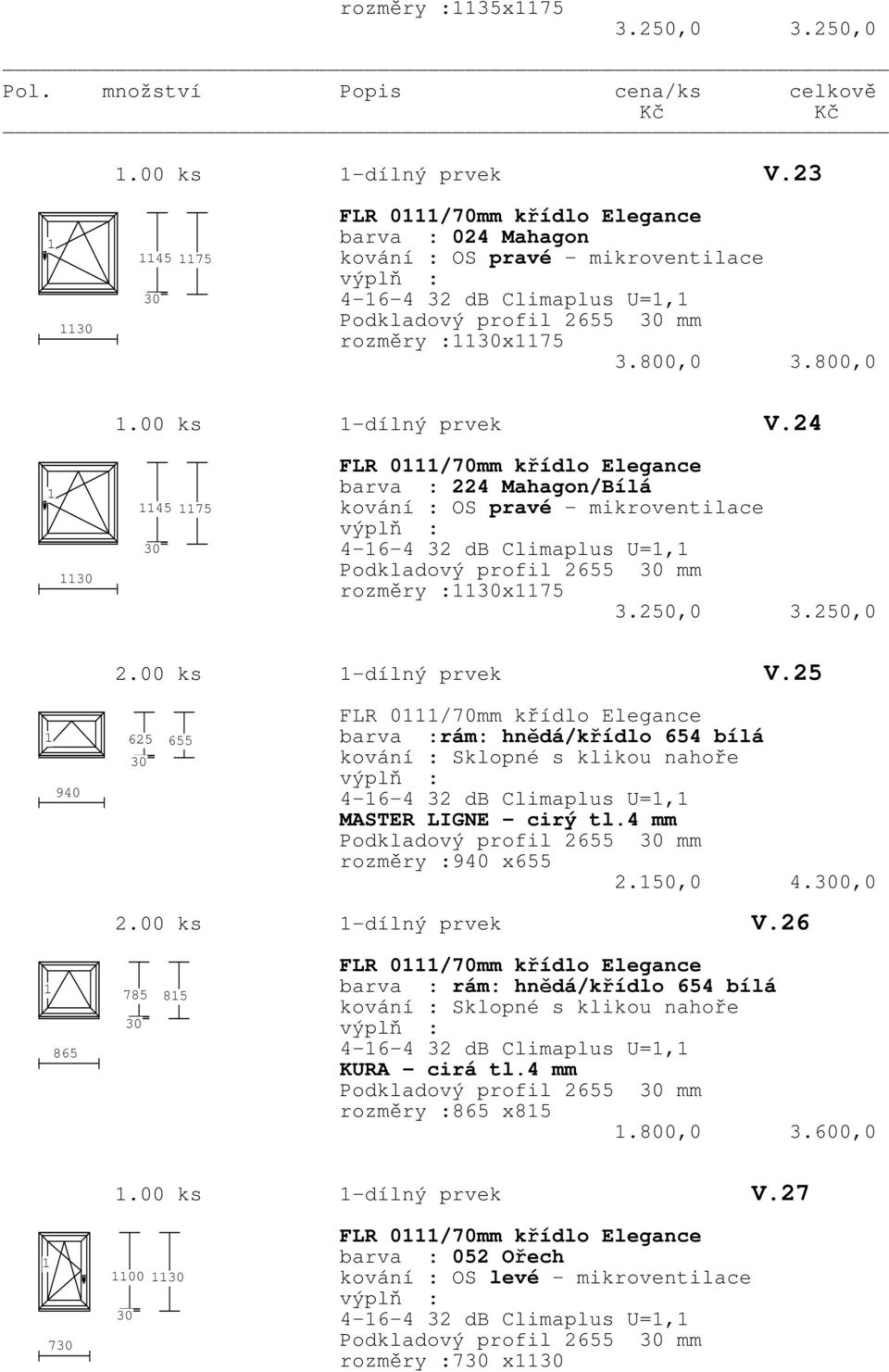 4 mm Podkladový profil 2655 mm rozměry :940 x655 2.50,0 4.0,0 2.00 ks -dílný prvek V.