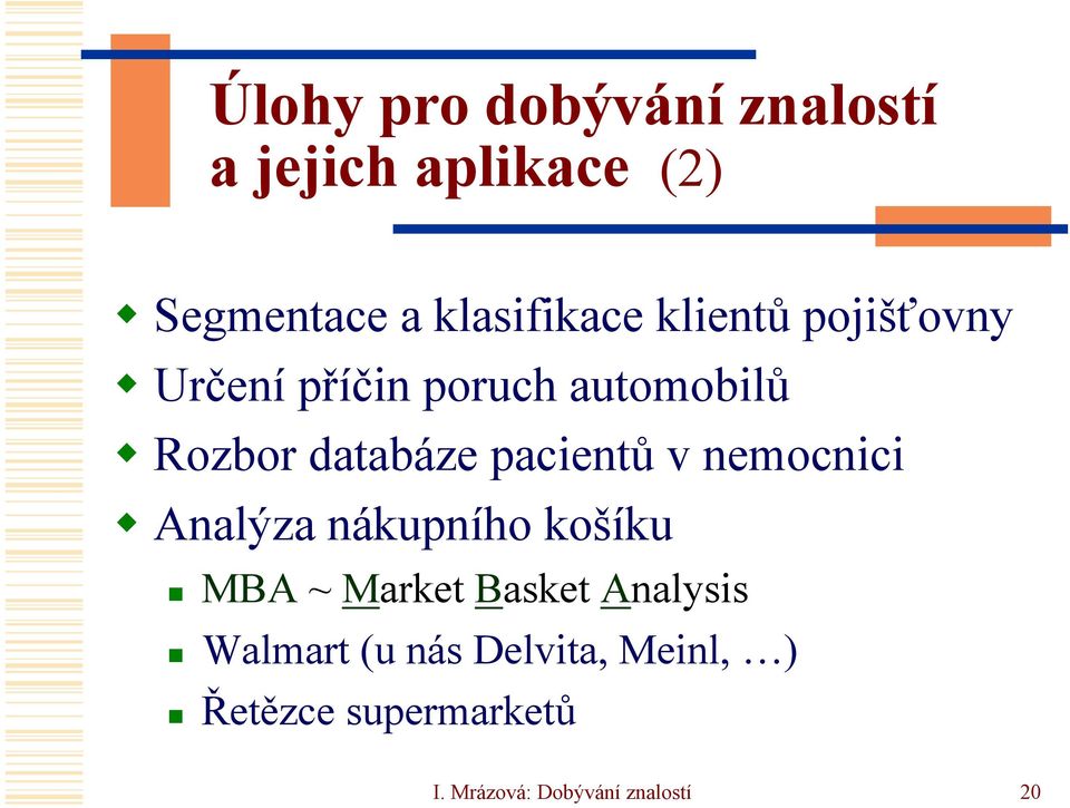 v nemocnici Analýza nákupního košíku MBA ~ Market Basket Analysis Walmart