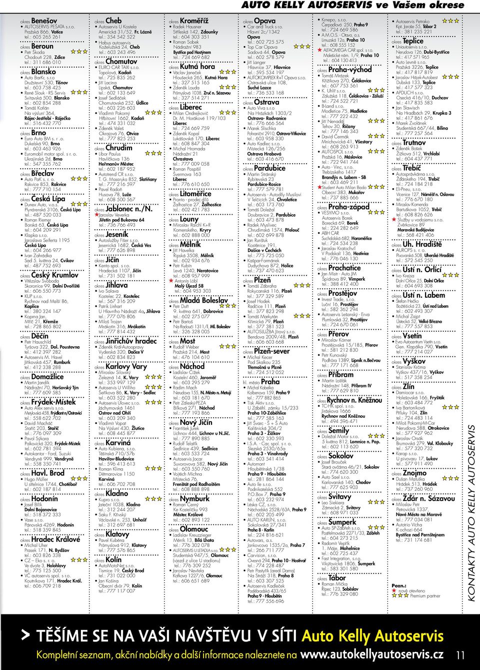 : 602 854 288 Tomáš Kotlán Na výsluní 364, Rájec-Jestřebí - Ráječko tel.: 516 432 770 okres Brno Euro Auto BM s. r.o. Dukelská 90, Brno tel.: 603 463 926 Euromobil motor spol. s r. o. Ukrajinská 2d, Brno tel.