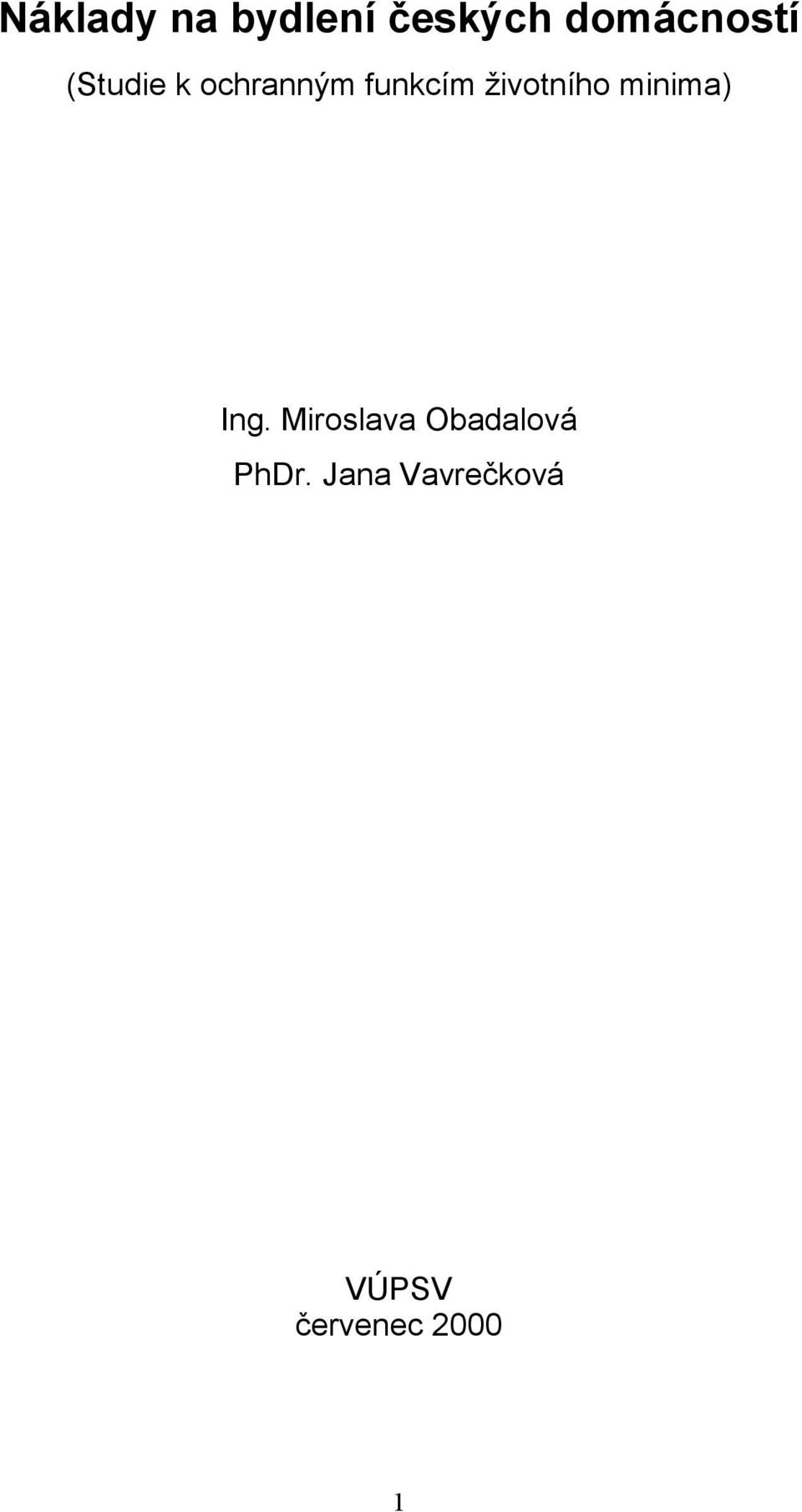 minima) Ing. Miroslava Obadalová PhDr.