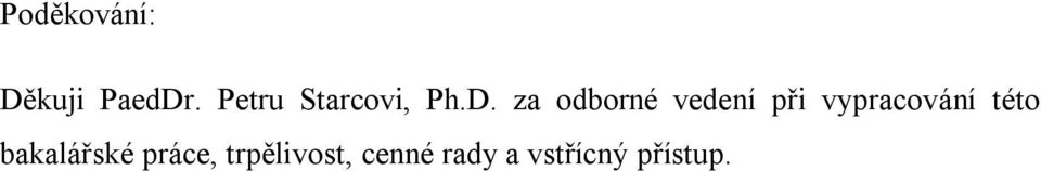 za odborné vedení při vypracování