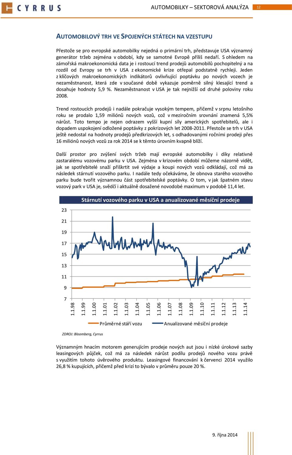 S ohledem na zámořská makroekonomická data je i rostoucí trend prodejů automobilů pochopitelný a na rozdíl od Evropy se trh v USA z ekonomické krize otřepal podstatně rychleji.