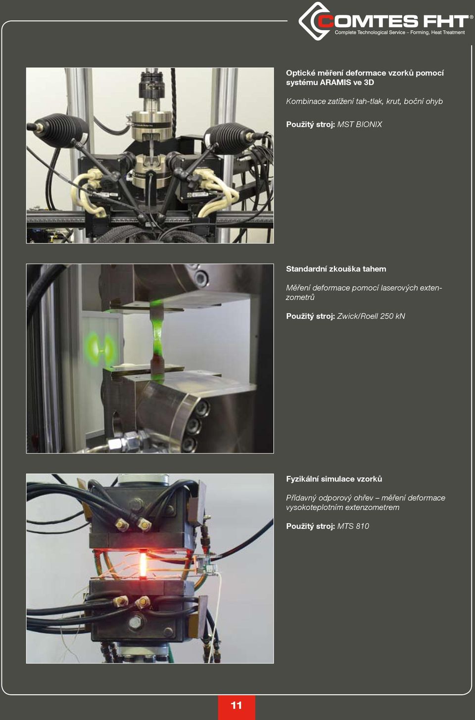 pomocí laserových extenzometrů Použitý stroj: Zwick/Roell 250 kn Fyzikální simulace vzorků