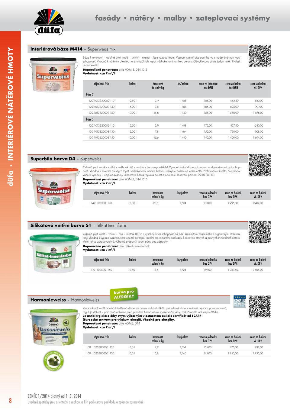 Doporučená penetrace: düfa KOM 3, D14, D15 Vydatnost: cca 7 m 2 /l báze 2 120 1013320002 110 2,50 l 3,9 1/88 185,00 462,50 560,00 120 1013320002 130 5,00 l 7,8 1/64 165,00 825,00 999,00 120