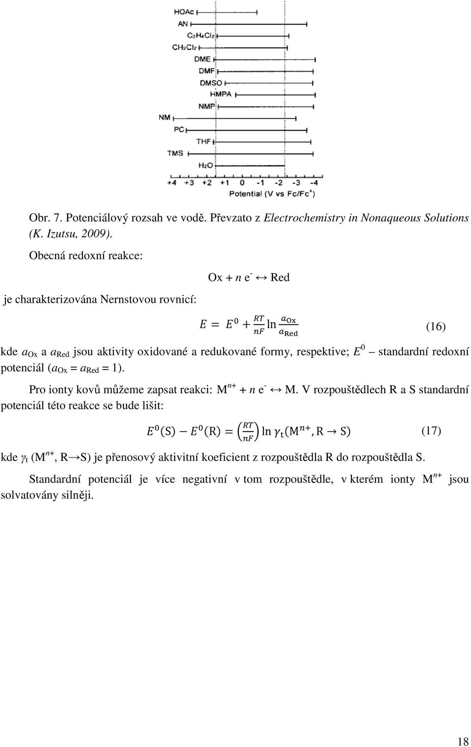 standardní redoxní potenciál (a Ox = a Red = 1). Pro ionty kovů můžeme zapsat reakci: M n+ + n e - M.