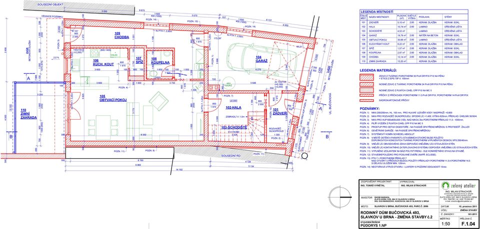 BUČOVICKÁ 360 MYČK 500 1 050 KOTEL PRČK DVŮR BETONOVÁ DLŽB 4x PTH 7, 1,25m POZN. 1) POZN.