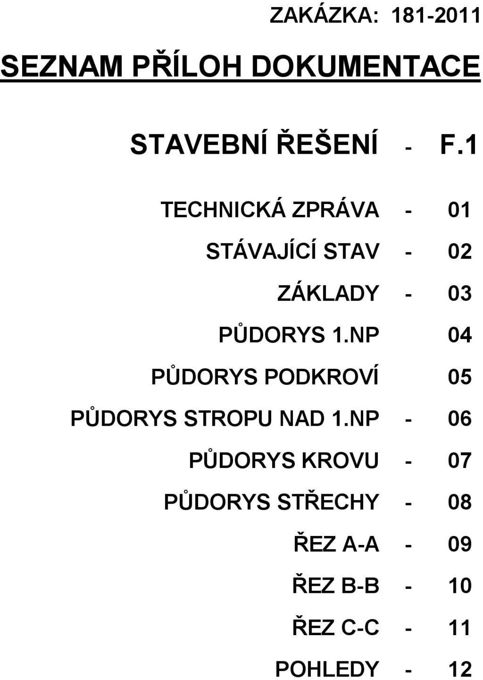 NP 04 PŮDORYS PODKROVÍ 05 PŮDORYS STROPU ND 1.