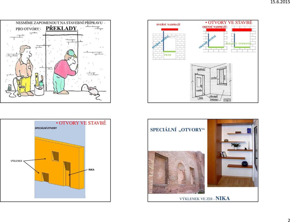 NADPRAŽÍ PARAPET / POPRSNÍK PRÁH SPECIÁLNÍ