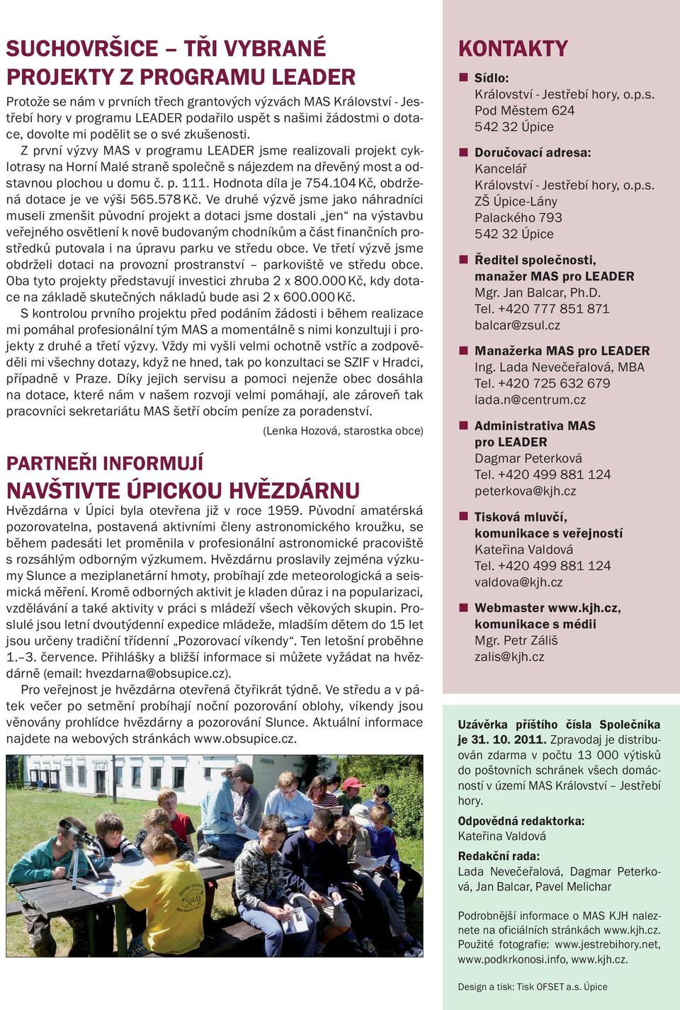 p. 111. Hodnota díla je 754.104 Kč, obdržená dotace je ve výši 565.578 Kč.