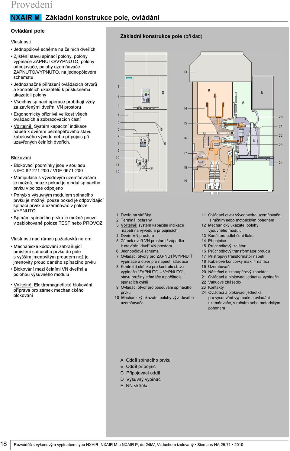 zavřenými dveřmi VN prostoru Ergonomicky příznivá velikost všech ovládacích a zobrazovacích částí Volitelně: Systém kapacitní indikace napětí k ověření beznapěťového stavu kabelového vývodu nebo