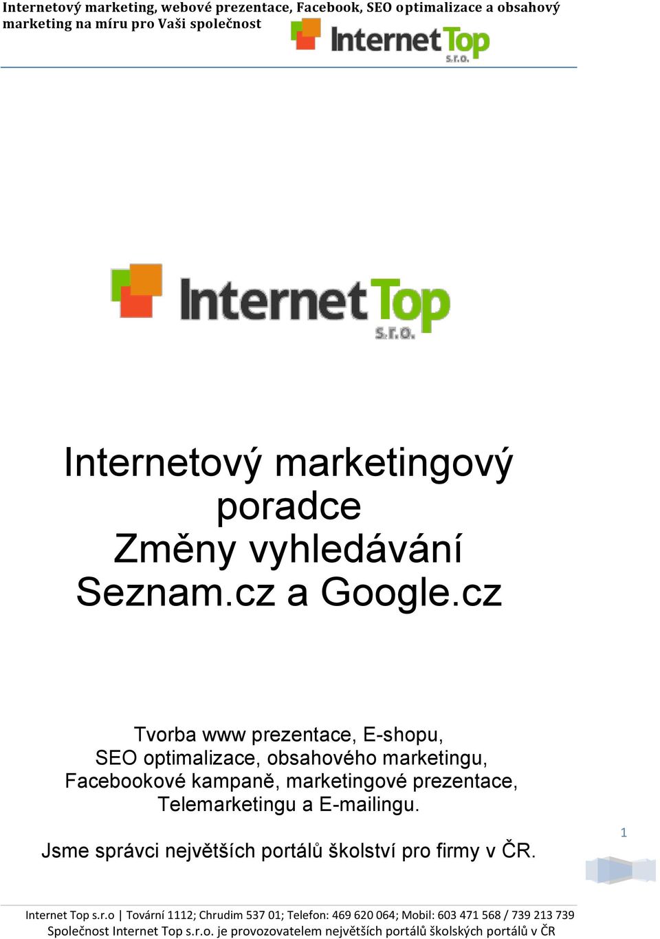 marketingu, Facebookové kampaně, marketingové prezentace,