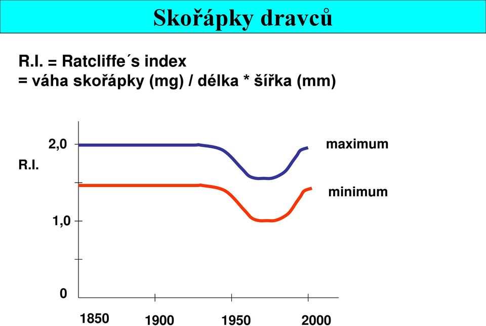 skořápky (mg) / délka * šířka