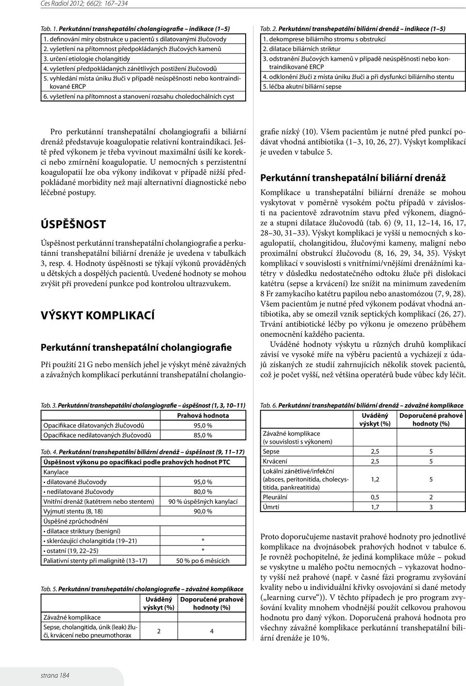 vyšetření na přítomnost a stanovení rozsahu choledochálních cyst Tab. 2. Perkutánní transhepatální biliární drenáž indikace (1 5) 1. dekomprese biliárního stromu s obstrukcí 2.