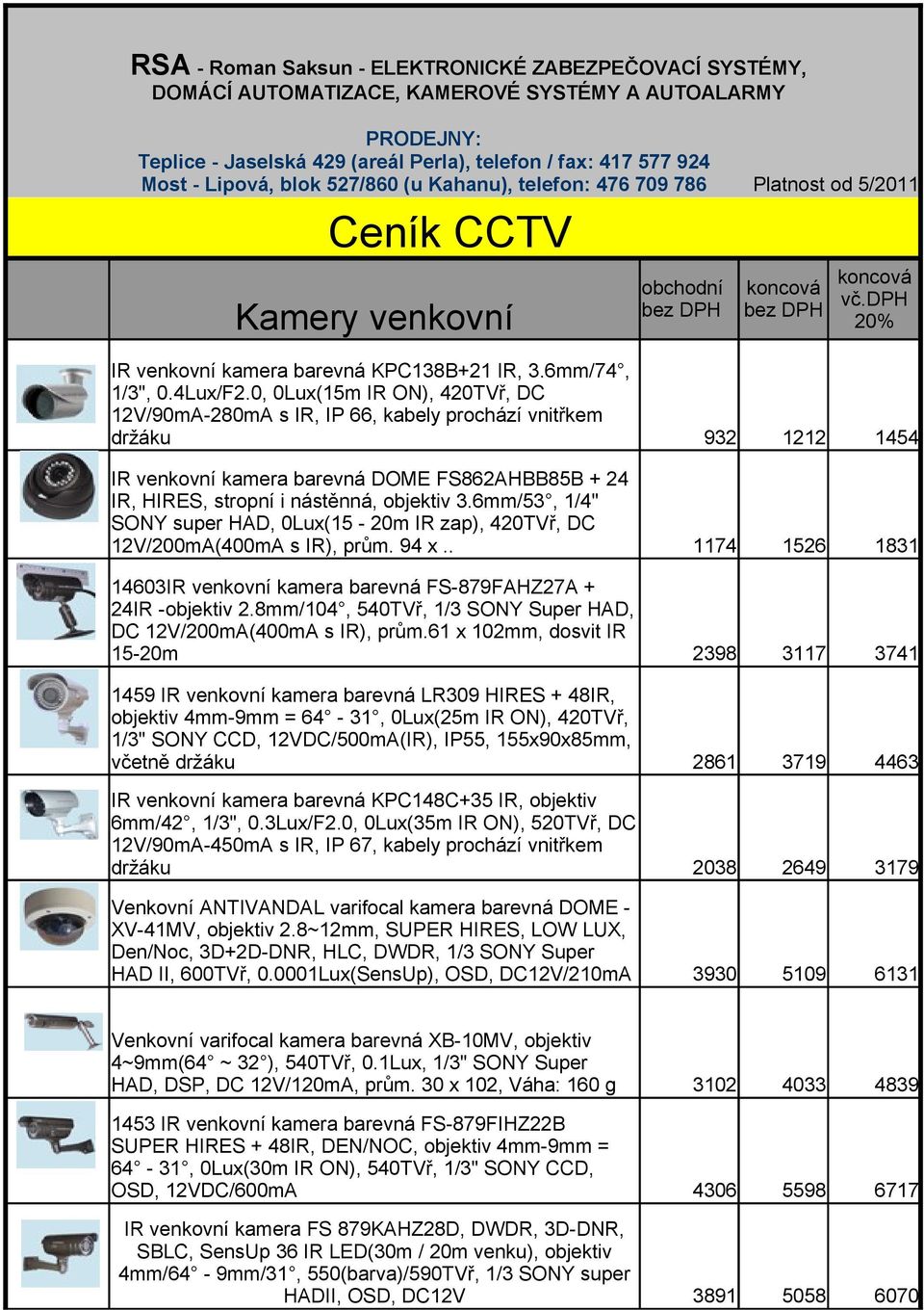 0, 0Lux(15m IR ON), 420TVř, DC 12V/90mA-280mA s IR, IP 66, kabely prochází vnitřkem držáku IR venkovní kamera barevná DOME FS862AHBB85B + 24 IR, HIRES, stropní i nástěnná, objektiv 3.