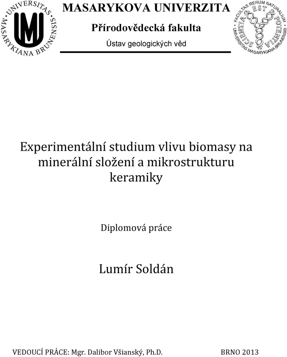 minerální složení a mikrostrukturu keramiky Diplomová