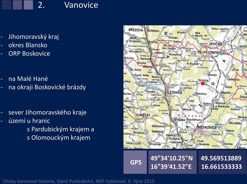 Jihomoravského kraje - území u hranic s Pardubickým krajem a s