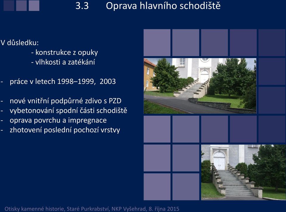 vnitřní podpůrné zdivo s PZD - vybetonování spodní části