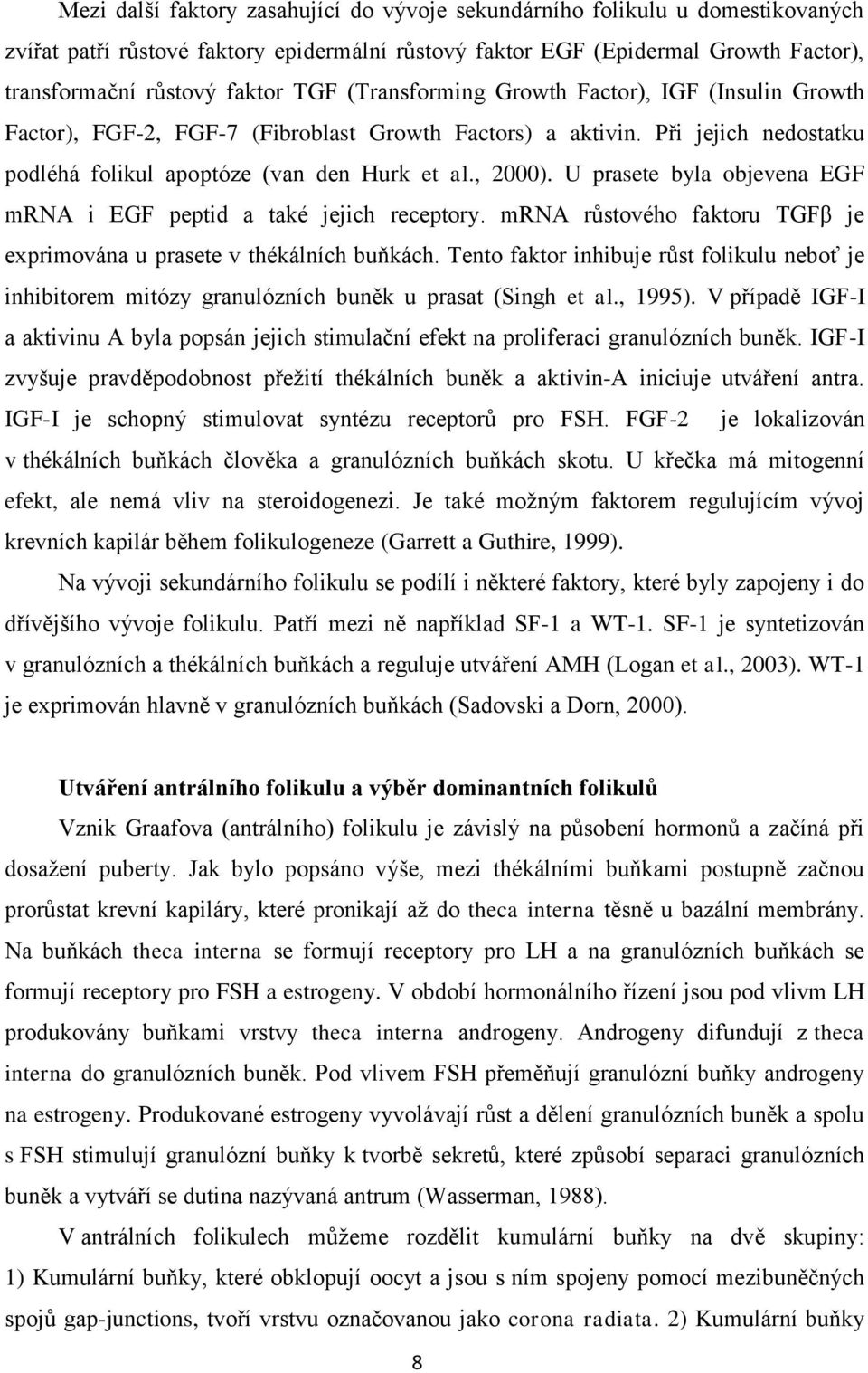 U prasete byla objevena EGF mrna i EGF peptid a také jejich receptory. mrna růstového faktoru TGFβ je exprimována u prasete v thékálních buňkách.