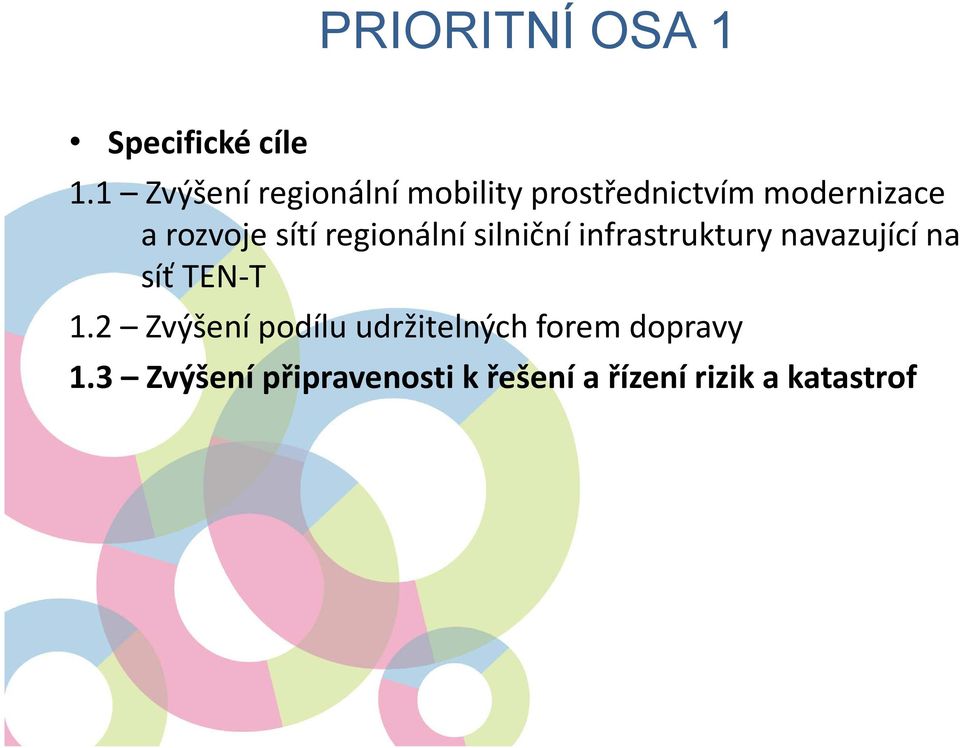 sítí regionální silniční infrastruktury navazující na síť TEN-T 1.