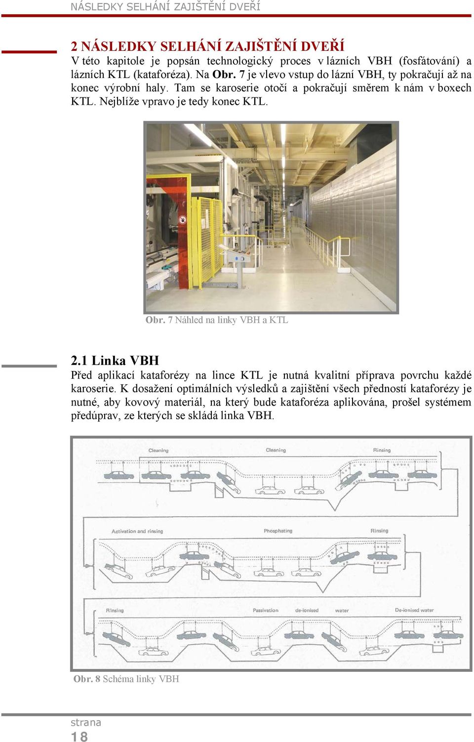 Obr. 7 Náhled na linky VBH a KTL 2.1 Linka VBH Před aplikací kataforézy na lince KTL je nutná kvalitní příprava povrchu každé karoserie.