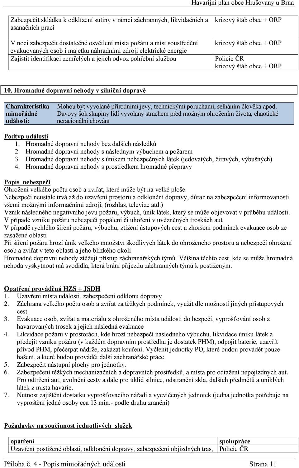 Hromadné dopravní nehody v silniční dopravě Mohou být vyvolané přírodními jevy, technickými poruchami, selháním člověka apod.