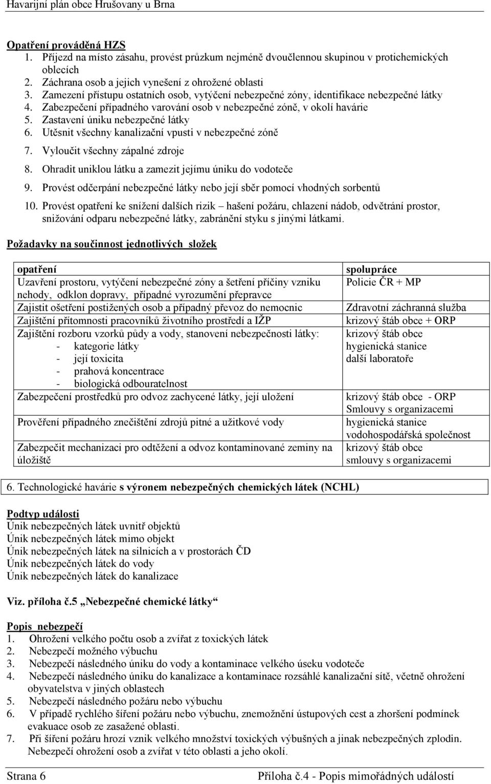 Zastavení úniku nebezpečné látky 6. Utěsnit všechny kanalizační vpusti v nebezpečné zóně 7. Vyloučit všechny zápalné zdroje 8. Ohradit uniklou látku a zamezit jejímu úniku do vodoteče 9.