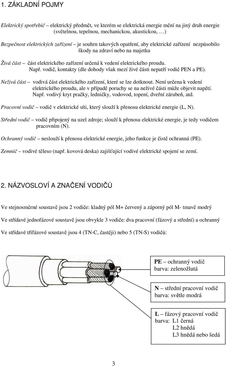 vodič, kontakty (dle dohody však mezí živé části nepatří vodič PEN a PE). Neživá část vodivá část elektrického zařízení, které se lze dotknout.