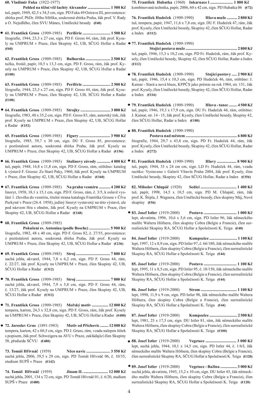 PD F. Gross 44, rám, žák prof. Kysely na UMPRUM v Praze, člen Skupiny 42, UB, SČUG Hollar a Radar ( 60) 62. František Gross (1909-1985) Bulharsko... 2 500 Kč tužka, frotáž, papír, 10,5 x 13,3 cm, sign.