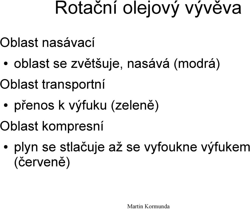 transportní přenos k výfuku (zeleně) Oblast