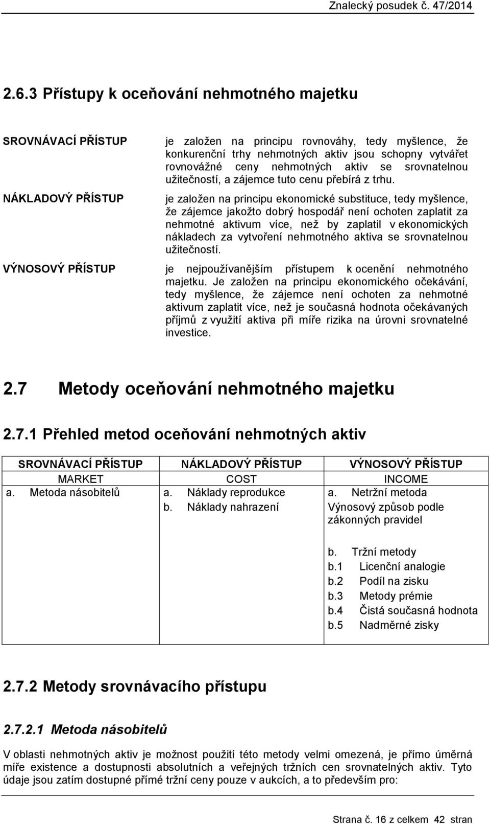 je založen na principu ekonomické substituce, tedy myšlence, že zájemce jakožto dobrý hospodář není ochoten zaplatit za nehmotné aktivum více, než by zaplatil v ekonomických nákladech za vytvoření