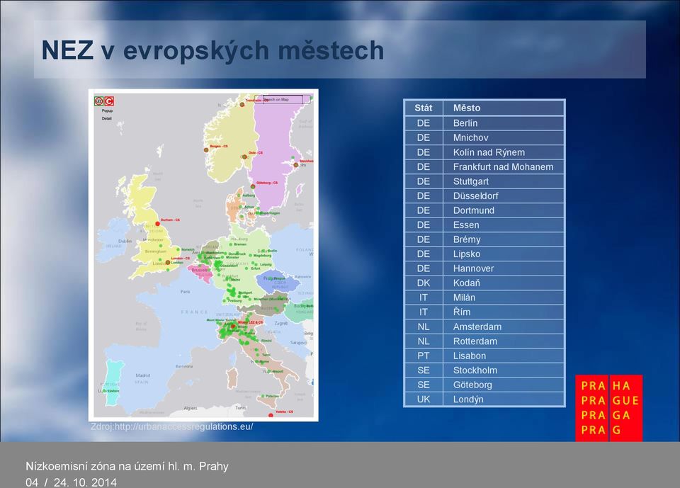 Essen Brémy Lipsko Hannover Kodaň Milán Řím Amsterdam Rotterdam Lisabon